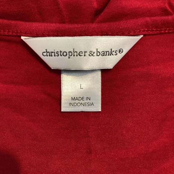 Christopher & Banks Red Ruffle Textured Tank Top Large - Picture 5 of 6